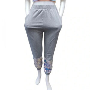 Rehab Grey Joggers Opal Hued  Sequins High Rise Size Medium